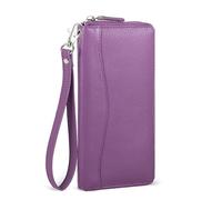 Oak Leathers Portafoglio in pelle da donna, con tecnologia RFID, con 8 scomparti per carte di credito, portamonete, regalo per donne e signore, Porpora, S, Moderno