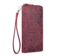 Oak Leathers Portafoglio in pelle da donna, con tecnologia RFID, con 8 scomparti per carte di credito, portamonete, regalo per donne e signore, Rosso 1, S, Moderno