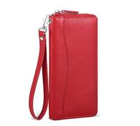 Oak Leathers Portafoglio in pelle da donna, con tecnologia RFID, con 8 scomparti per carte di credito, portamonete, regalo per donne e signore, Rosso2, S, Moderno