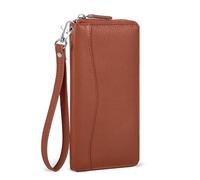 Oak Leathers Portafoglio in pelle da donna, con tecnologia RFID, con 8 scomparti per carte di credito, portamonete, regalo per donne e signore, Cognac, S, Moderno