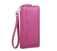 Oak Leathers Portafoglio in pelle da donna, con tecnologia RFID, con 8 scomparti per carte di credito, portamonete, regalo per donne e signore, rosa, S, Moderno