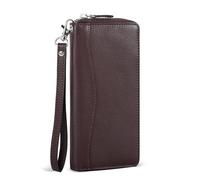 Oak Leathers Portafoglio in pelle da donna, con tecnologia RFID, con 8 scomparti per carte di credito, portamonete, regalo per donne e signore, Marrone 2, S, Moderno
