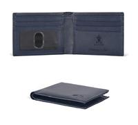 Oak Leathers Portafoglio sottile in pelle da uomo, con blocco RFID, tasca frontale sottile e minimalista, sottile ed elegante, con finestrella identificativa, regalo per uomo, Blu di Orion., Small