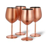 Oak & Steel - 4 Eleganti Bicchieri Da Vino Grandi In Rame E Oro Rosa, 540 Ml - Set Regalo In Vetro Infrangibile Per Bar, Matrimoni, Anniversari E Feste Di Compleanno