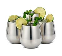 Oak & Steel - Set di 4 Bicchieri da Vino in Acciaio Inossidabile con Cannucce: Durevoli, Infrangibili e Ideali per Mantenere il Vino Freddo - Presentati in una Confezione Regalo dal Design Raffinato