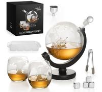 Oak & Steel - Set per Whisky Globo Decanter- 1500 ml - Include Bicchieri, Pietre per Whisky e Tappo in Vetro - Confezione con Design Raffinato