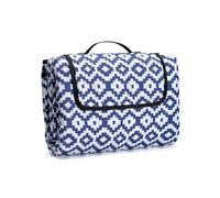 Oak & Tea Coperta da Picnic Impermeabile 200x200 cm Blu e Bianca, Grande Telo Plaid da Picnic Lavabile e Leggero con Manico, per Prato, Spiaggia e Campeggio