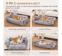 Oak&Tea Letto per cani lavabile 63x52 cm Divano per cani con superficie in flanella Cuscino per cani antiscivolo con cerniera Grigio