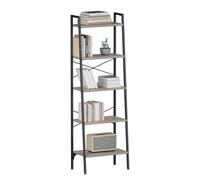 Oak & Tea Libreria a 5 ripiani, scaffalatura, 172 cm, ripiano aperto sottile, telaio in acciaio, design industriale, per ufficio, studio, soggiorno, camera da letto, grigio