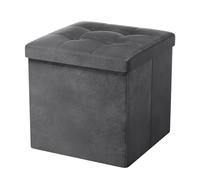 Oak & Tea Pouf pieghevole con contenitore, poggiapiedi pieghevole con contenitore, sgabello fasciatoio, poggiapiedi con coperchio, per camera da letto e soggiorno, grigio scuro, 38 x 38 x 38 cm