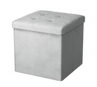 Oak & Tea Pouf pieghevole con contenitore, poggiapiedi pieghevole con contenitore, sgabello fasciatoio, poggiapiedi con coperchio, per camera da letto e soggiorno, grigio chiaro, 38 x 38 x 38 cm