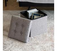Oak & Tea Pouf portaoggetti, panca pieghevole, piccolo poggiapiedi, unità portaoggetti a cubo, 3 scatole portaoggetti con coperchio, cassettiera per camera da letto e soggiorno, grigio brunastro 30 x