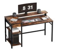Oak & Tea Scrivania per computer, a forma di L, scrivania da ufficio da 120 cm, con borsa portaoggetti, ripiani regolabili, studio, ufficio domestico, montaggio semplice, acciaio, design industriale