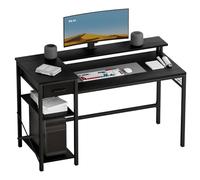 Oak & Tea Scrivania per computer a forma di L, scrivania in piedi, scrivania da ufficio da 120 cm con borsa portaoggetti, ripiani regolabili, studio, ufficio domestico, montaggio semplice, acciaio