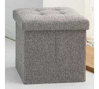 Oak & Tea Sgabello pieghevole con spazio portaoggetti e imbottitura morbida, scatola portaoggetti 30x30x30cm marrone grigio Black