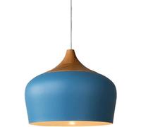 Oak Wood And Iron Finish Chandelier Creative Lamp Shade Industrial Pendant Light Decor Ceiling Lighting Nordic Dining Room Hanging Lights for Living Room,Kitchen Island(Blue,35CM)