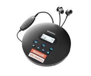 OAKCASTLE CD100 Lettore CD portatile ricaricabile con Bluetooth 5.3 | Lettore CD da auto con ingresso AUX, 12 ore di riproduzione, funzione anti-salto, USB-C e cuffie incluse | CD/CD-R/MP3