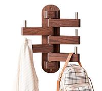 OAKERLAND Appendiabiti da parete in legno di quercia, 5 ganci appendiabiti da parete per giacche, cappotti, sciarpe, borse, appendiabiti, in legno, per soggiorno, camera da letto, bagno