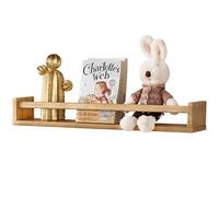 OAKERLAND Mensola da Muro in Legno, Bambini Mensole in Legno per Decorazione Camera Libri di Fiabe Foto, Mensole Parete Sospesa in Rovere Massiccio per Asilo Nido, Casa, Ufficio (50 cm)