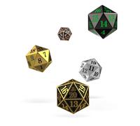 Oakie Doakie Dice D20 Spindown Dice Set Metal 5 Units Oro