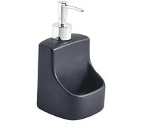 OAKJncjL Dispenser per Sapone, Creative Multifunction Ceramic Soap Dispenser with Dish Holder,Sink Organizer, 9.5x9.5x18cm 1pcs(Black)