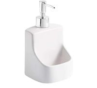 OAKJncjL Dispenser per Sapone, Creative Multifunction Ceramic Soap Dispenser with Dish Holder,Sink Organizer, 9.5x9.5x18cm 1pcs(White)