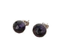 OAKKY 10MM Orecchini Vintage Taglio Palazzo Cristallo Tondo Donna Acciaio Inossidabile Classico Elegante Gioielli Argento Viola Scuro