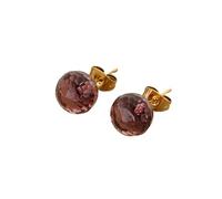 OAKKY 10MM Orecchini Vintage Taglio Palazzo Cristallo Tondo Donna Acciaio Inossidabile Classico Elegante Gioielli Oro Arancione