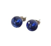 OAKKY 10MM Orecchini Vintage Taglio Palazzo Cristallo Tondo Donna Acciaio Inossidabile Classico Elegante Gioielli Argento Blu