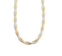 OAKKY 2MM Hip Hop Classico Creativo 2-Strato Collana a Catena di Serpente Piatto Intrecciato Unisex in Acciaio Inox Punk Banda di Dichiarazione Argento Oro 17.7"