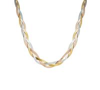 OAKKY 2MM Hip Hop Classico Creativo 3-Strato Collana a Catena di Serpente Piatto Intrecciato Unisex in Acciaio Inox Punk Banda di Dichiarazione Argento Oro 17.7"