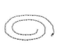 OAKKY 2mm Retro Taglio Ovale Catena di Perle da Rugby Collana in Acciaio Inox per Uomini e Donne Catena a Strappo Piccola Sfera Stile Unico 19.6"