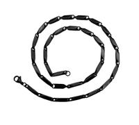 OAKKY 3mm personalità Retro Taglio Rombo Bamboo Collana in Acciaio Inox per Uomini Donne Hip Hop Gioielli a Forma di Seme di Melone Nero 23.6"