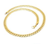 OAKKY 4MM Classico Rock Hip Hop Gioielli Catena Solida a Maglie Piatte in Plian Collana Unisex in Acciaio Inox Fatto a Mano vestibilità Comfort Oro 17.7"