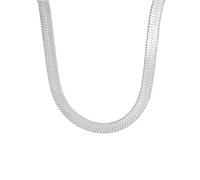 OAKKY 5MM Delicatezza Delicata Hip Hop Rock Forma della Lama Serpente Piatto a Spina di Pesce Girocollo Catena Collana Unisex in Acciaio Inox Argento 17.7"