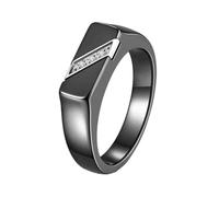 OAKKY 5MM Semplice Classico Taglio Quadrato Bordo Smussato Micro-pavé Zirconia Liscio Anello Coppia Unisex Fedi Matrimonio Acciaio Inossidabile Nero Taglia 9