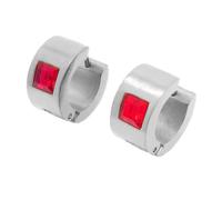 OAKKY 7MM Chunky Semplice Hip Hop Quadrato Strass Colorati Intarsio Piccolo Huggie Cerchio a Forma di C Coppia Orecchino Unisex in Acciaio Inox Rosso Argento