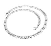 OAKKY 7MM Classico Rock Hip Hop Gioielli Catena Solida a Maglie Piatte in Plian Collana Unisex in Acciaio Inox Fatto a Mano vestibilità Comfort Argento 17.7"