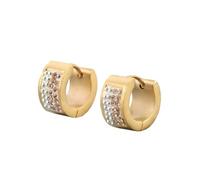 OAKKY 7MM Creativo Cool Colorato Pieno Foderato in Cristallo Piccolo Huggie Hoop Orecchino a Forma Rotonda Coppia Unisex in Acciaio Inox Orecchio Perno Gancio Clip Champagne Oro
