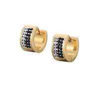 OAKKY 7MM Creativo Cool Colorato Pieno Foderato in Cristallo Piccolo Huggie Hoop Orecchino a Forma Rotonda Coppia Unisex in Acciaio Inox Orecchio Perno Gancio Clip Nero Oro