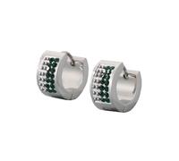 OAKKY 7MM Creativo Cool Colorato Pieno Foderato in Cristallo Piccolo Huggie Hoop Orecchino a Forma Rotonda Coppia Unisex in Acciaio Inox Orecchio Perno Gancio Clip Verde Argento