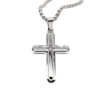 OAKKY Acciaio Inossidabile Collana con Ciondolo Croce Argento per Uomini Donne Fede Cristiana Talismani con Catena 23.6 Pollici
