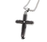 OAKKY Acciaio Inossidabile Collana con Ciondolo Croce Nero per Uomini Donne Fede Cristiana Talismani con Catena 23.6 Pollici