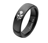 OAKKY Anelli Di Promessa Teschio E Rosa Per Coppie | Bande Incise Gotiche In Acciaio Inossidabile, Gioielli Da Sposa Alternativi Romanticismo Oscuro, Accessori per innamorati