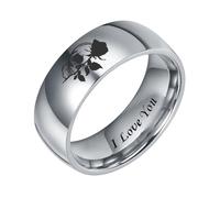 OAKKY Anelli Di Promessa Teschio E Rosa Per Coppie | Bande Incise Gotiche In Acciaio Inossidabile, Gioielli Da Sposa Alternativi Romanticismo Oscuro, Accessori per innamorati