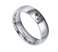 OAKKY Anelli Di Promessa Teschio E Rosa Per Coppie | Bande Incise Gotiche In Acciaio Inossidabile, Gioielli Da Sposa Alternativi Romanticismo Oscuro, Accessori per innamorati