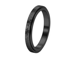 OAKKY Anello Antistress Girevole Texture Martellata Acciaio Inox per Sollievo Ansia Gioielli Minimalisti Nero Taglia 12