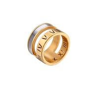 OAKKY Anello Cifre Romane per Donne Fascia Larga Acciaio Inossidabile con Intarsio a Guscio Gioiello Dichiarazione Impilabile Oro Taglia 14