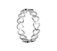 OAKKY Anello Cuore Traforato Cerchio Intero per Donne Acciaio Inossidabile Anello di Fidanzamento Impilabile Minimalista Leggero Gioiello Romantico Argento Taglia 12