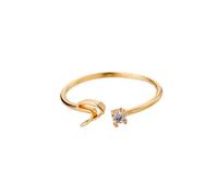 OAKKY Anello Donna Personalizzato Lettera con Accento Zirconi Acciaio Inossidabile Banda Aperta Design Asimmetrico Argento S
